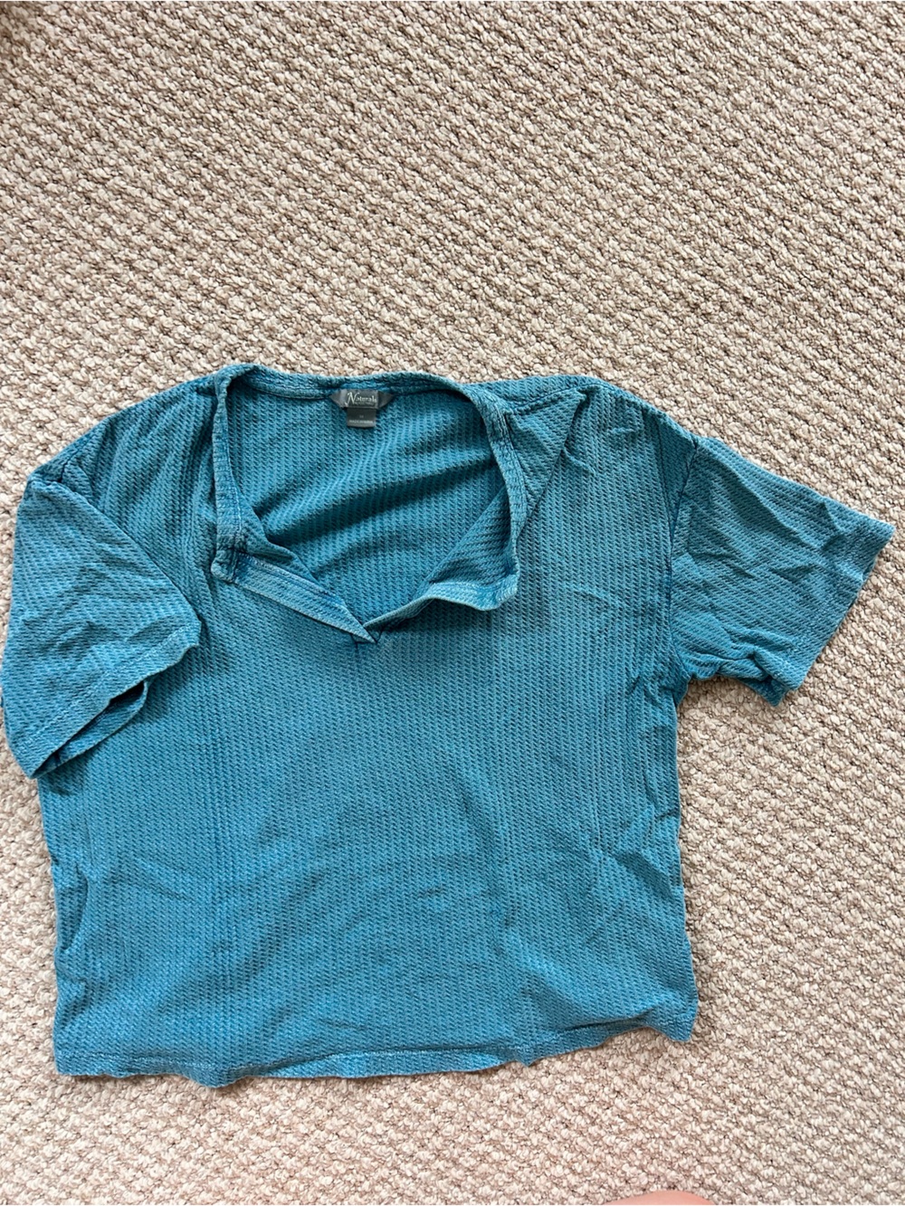 Naturalizer Teal Short Sleeve Waffle Knit Top